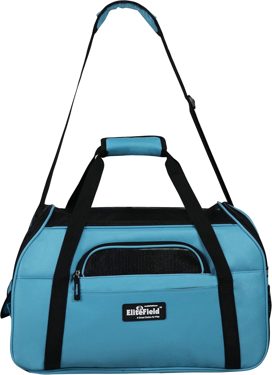 EliteField Soft Sided Pet Carrier (3 Year Warranty, Airline Approved), Multiple Sizes and Colors Available (Medium: 17″ L x 9″ W x 12″ H, Sky Blue)