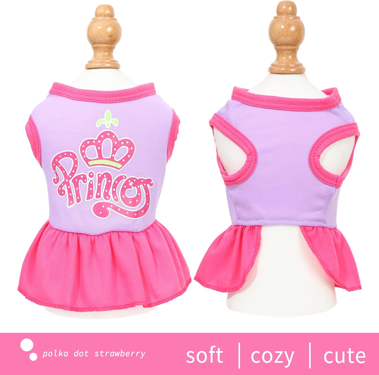 2 Pieces Dog Dress Cute Princess Love Pattern Spring Summer Pet Puppy Clothes for Small Dogs Cats Outfits (Rose,Purple, XXS)