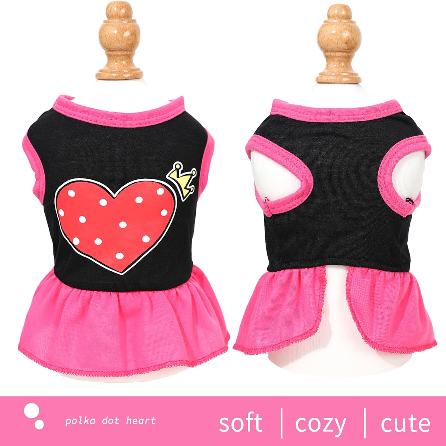 2 Pieces Dog Dress Cute Princess Love Pattern Spring Summer Pet Puppy Clothes for Small Dogs Cats Outfits (Rose,Purple, XXS)