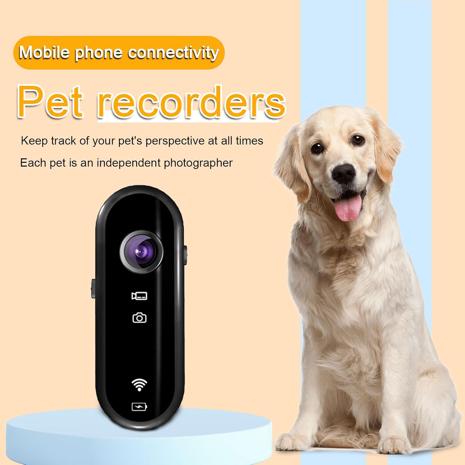 Dog Collar Camera, HD 1080P Pet Collar Camera with Phone App, 360° Rotating Cat Collar Camera with 32GB SD, Mini Action Camera for Video Records Pets Dogs Cats Indoor Outdoor Present White