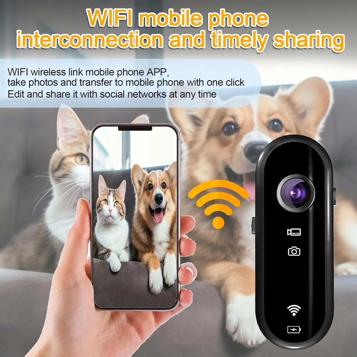 Dog Collar Camera, HD 1080P Pet Collar Camera with Phone App, 360° Rotating Cat Collar Camera with 32GB SD, Mini Action Camera for Video Records Pets Dogs Cats Indoor Outdoor Present White