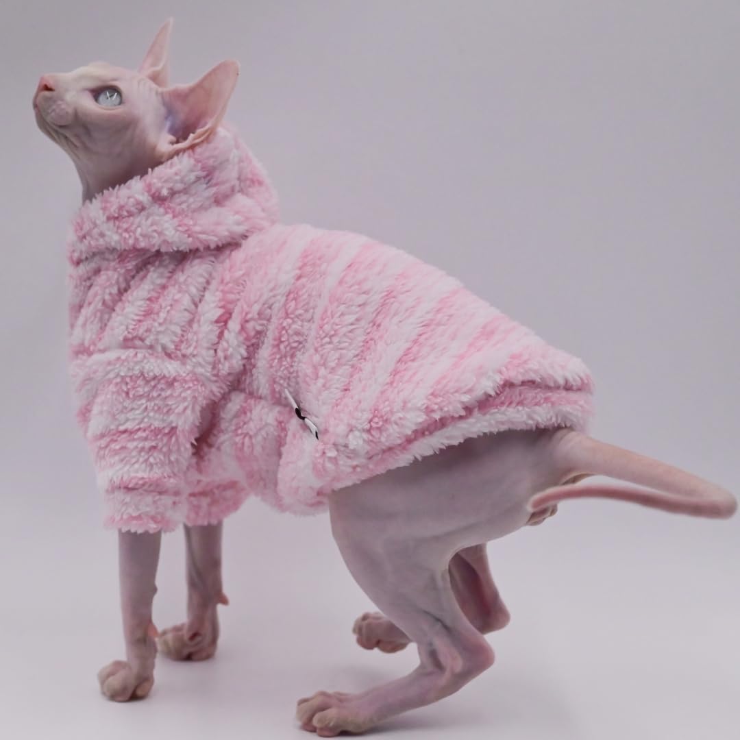 Hairless Cat Clothes Warm Thickness Soft Winter Cat Apparel for Sphynx Cats, Devon Rex Cats, Cornish and Small Cats (Large)