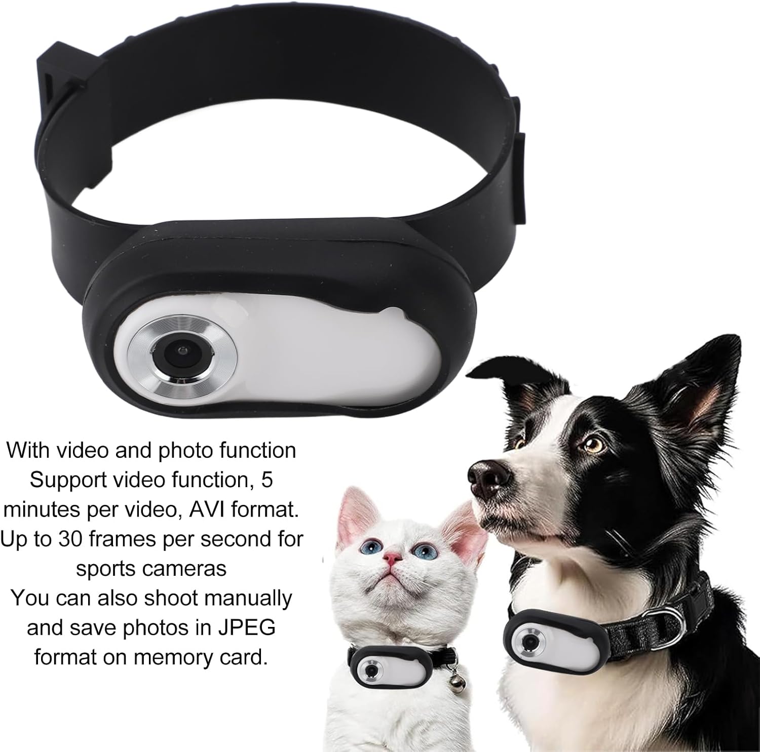 Gugxiom Cat Camera Collar, 1080P 170 Degree Cat Collars Camera, 30fps Sport Action Camera with Video Records, Mini Body Cam Dog Cam for Cats, Dogs, Pets