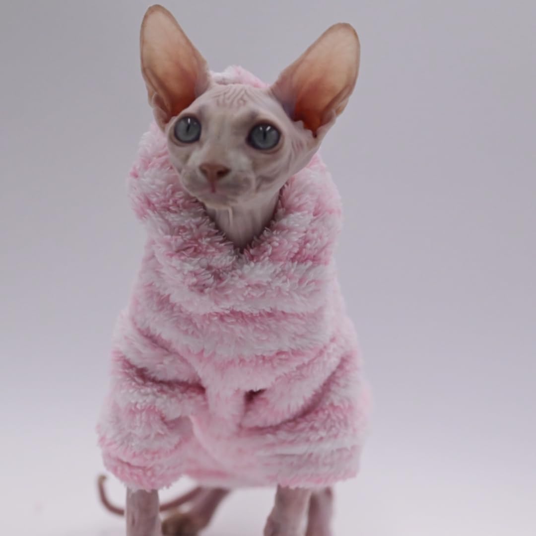 Hairless Cat Clothes Warm Thickness Soft Winter Cat Apparel for Sphynx Cats, Devon Rex Cats, Cornish and Small Cats (Large)
