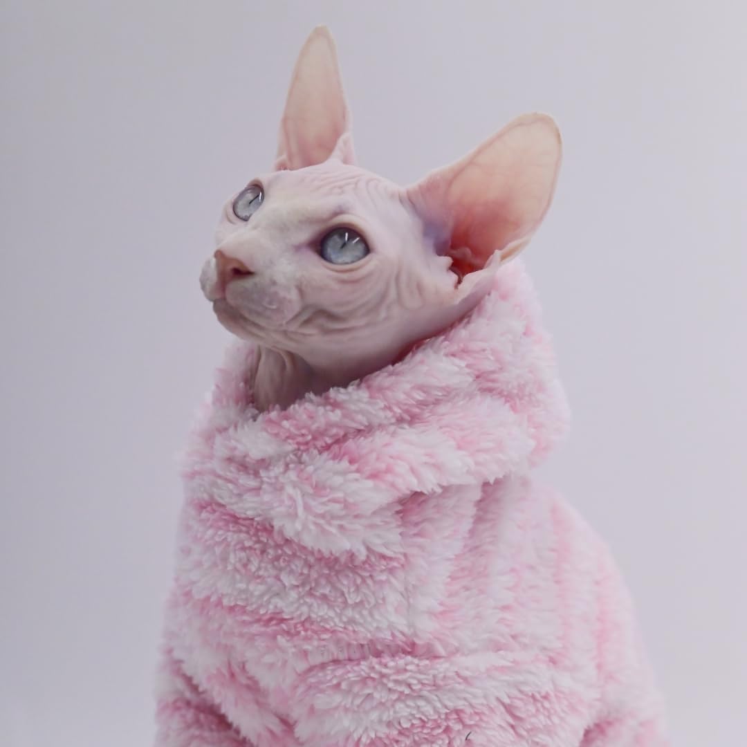 Hairless Cat Clothes Warm Thickness Soft Winter Cat Apparel for Sphynx Cats, Devon Rex Cats, Cornish and Small Cats (Large)