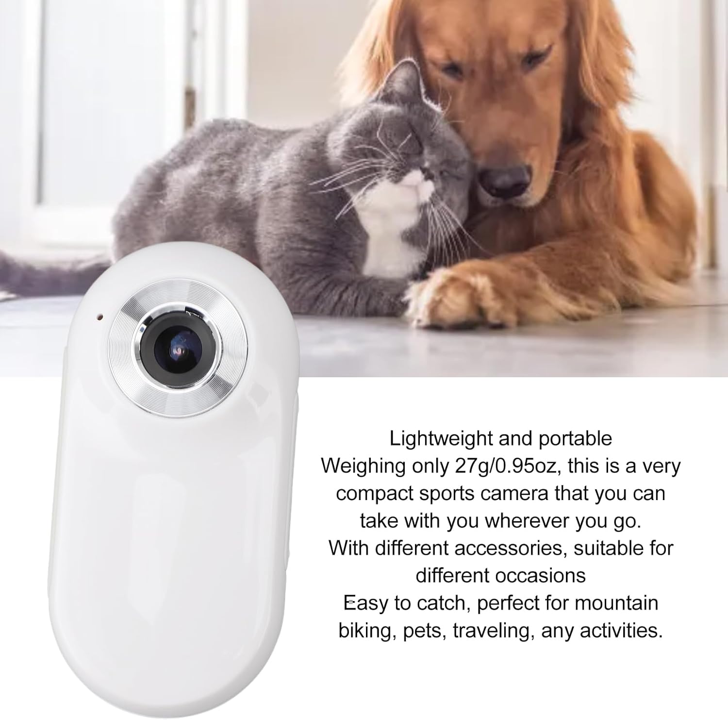 Gugxiom Cat Camera Collar, 1080P 170 Degree Cat Collars Camera, 30fps Sport Action Camera with Video Records, Mini Body Cam Dog Cam for Cats, Dogs, Pets
