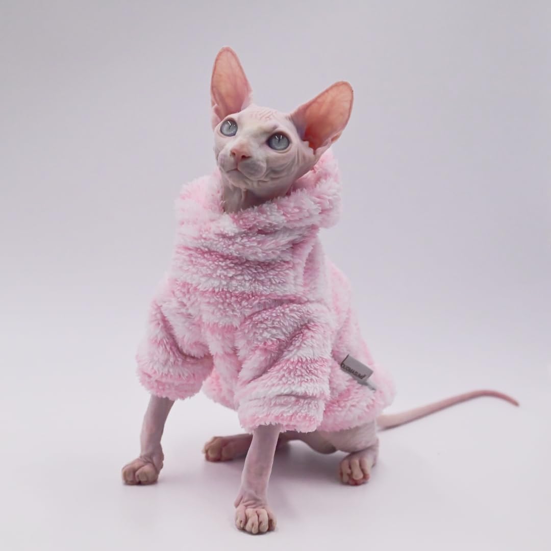 Hairless Cat Clothes Warm Thickness Soft Winter Cat Apparel for Sphynx Cats, Devon Rex Cats, Cornish and Small Cats (Large)