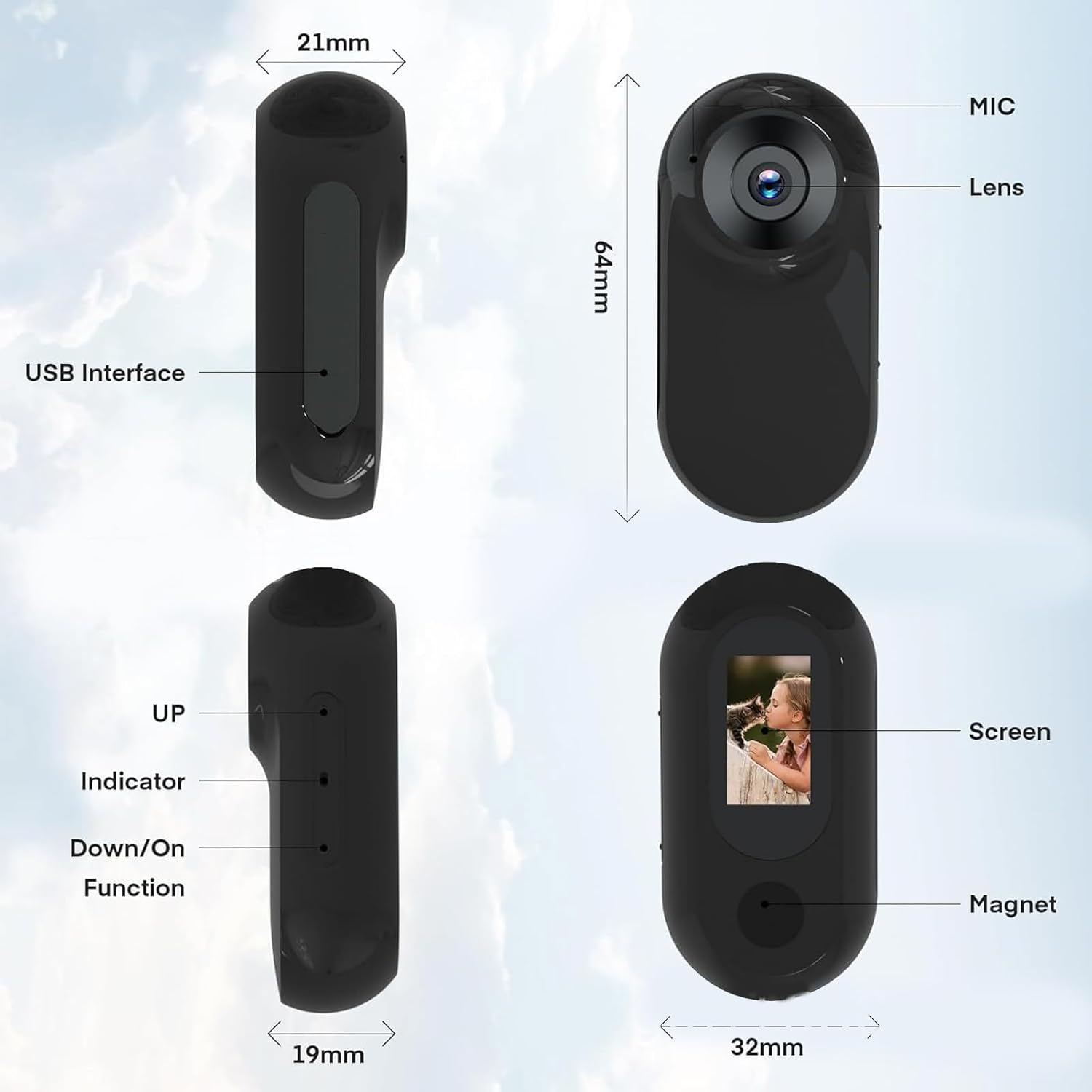 HD 1080P Cat Collar Camera, Pet DV Camera 170 Degree Wide Angle Lens, Dog Collar Camera Sport Action Camera for Cats Dogs Outdoor Inoor Puppy Supplies Birthday