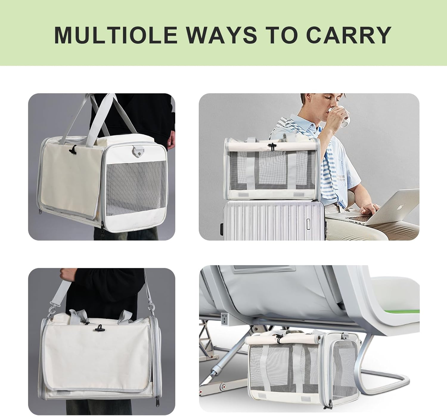 Large Soft-Sided Cat Carrier for Animals up to 16 lbs: Collapsible, Ventilated Travel Carrier Suitable for Cats, Puppies, and Small Pets