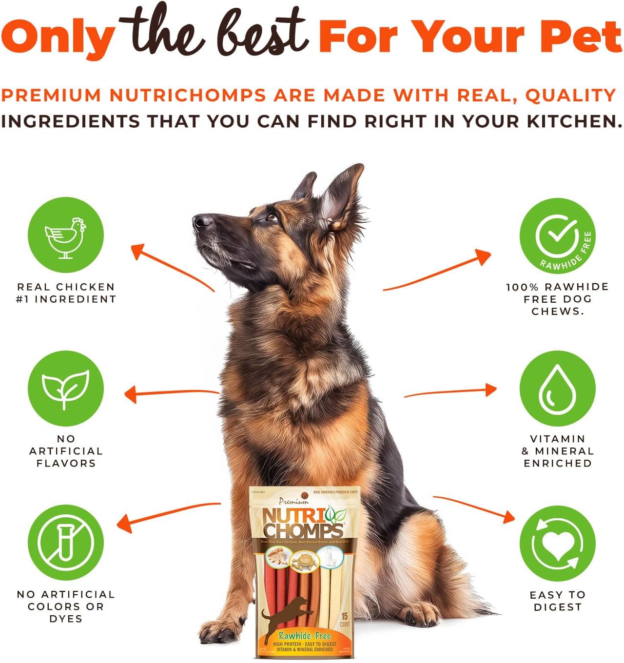 NutriChomps Dog Chews, 5-inch Twists, Easy to Digest, Rawhide-Free Dog Treats, 15 Count, Real Chicken, Peanut Butter and Milk Flavors, Bundle of 2, Brown, red, Cream (NT051V-2)