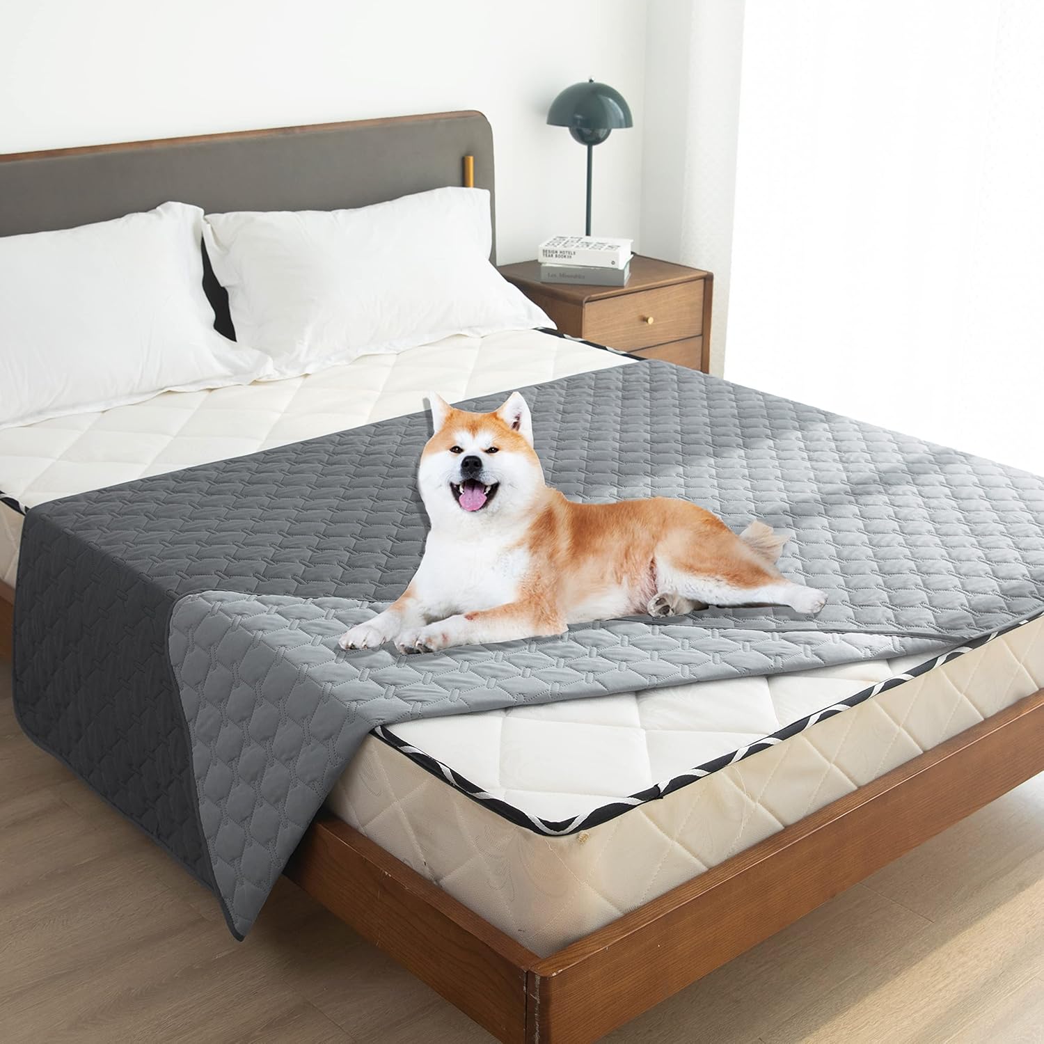 gogobunny 100% Double-Sided Waterproof Dog Bed Cover Pet Blanket Sofa Couch Furniture Protector for Puppy Large Dog Cat, Reversible (52×82 Inch (Pack of 1), Dark Grey/Light Grey)