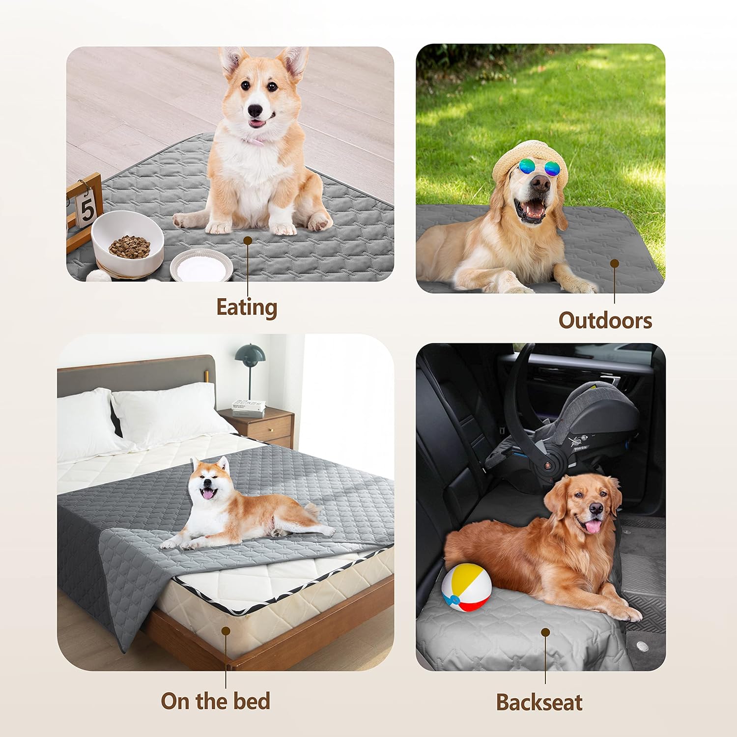 gogobunny 100% Double-Sided Waterproof Dog Bed Cover Pet Blanket Sofa Couch Furniture Protector for Puppy Large Dog Cat, Reversible (52×82 Inch (Pack of 1), Dark Grey/Light Grey)