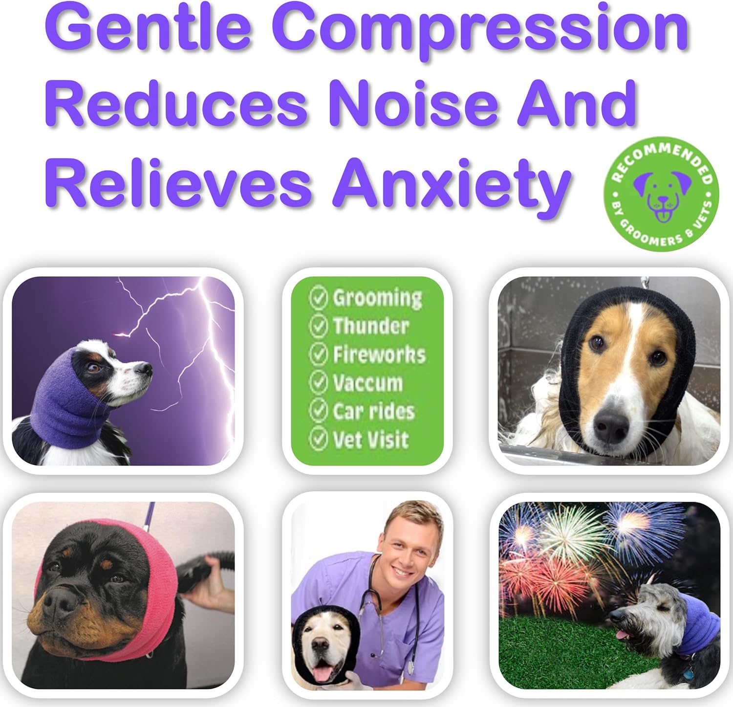 Happy Hoodie The Original Dog & Cat Calming Band, Anxiety Relief/Noise Protection-Grooming-Thunder-Fireworks (XS, Pink)