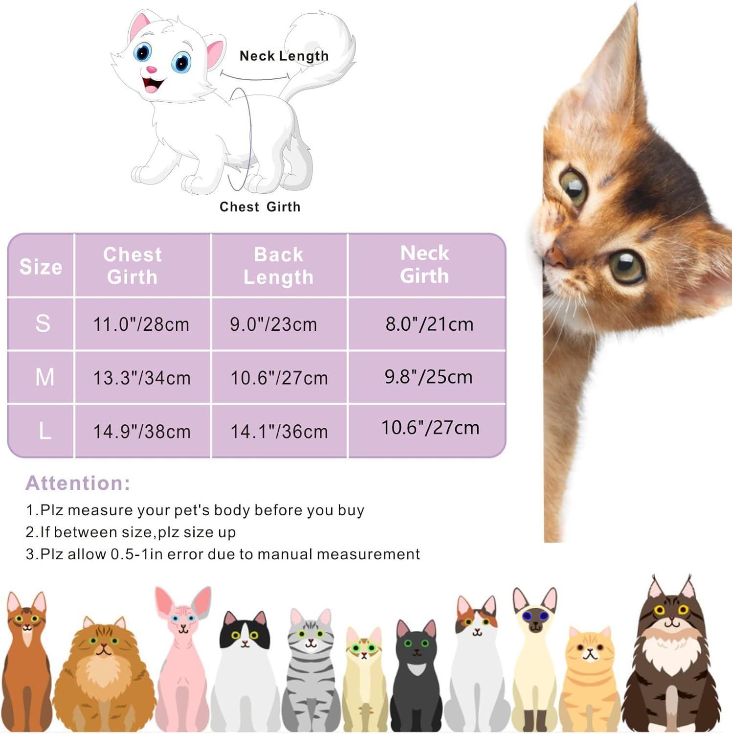 Idepet Cat Surgery Recovery Suit Kitten Onesie for Cats After Surgery Female Breathable Kitty Spay Suit for Abdominal Wound Skin Diseases E-Collar Alternative Wear(Purple,M)