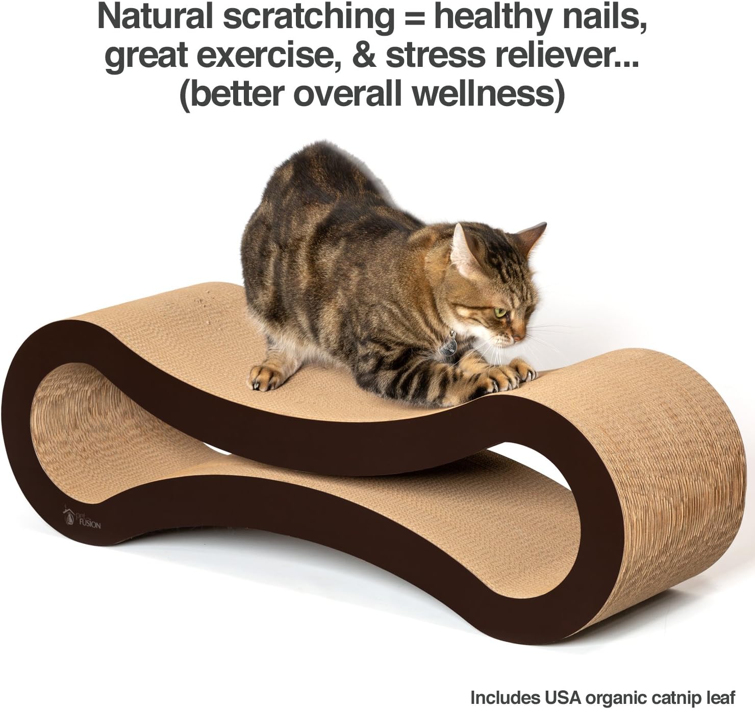 PetFusion Ultimate Cat Scratch Lounge, Cat Scratchers for Indoor Cats, Reversible & Durable, Made from Recycled Corrugated Cardboard, Walnut Brown