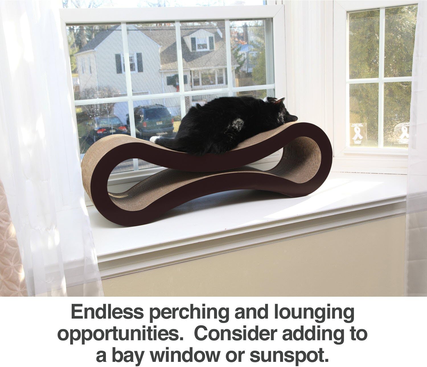 PetFusion Ultimate Cat Scratch Lounge, Cat Scratchers for Indoor Cats, Reversible & Durable, Made from Recycled Corrugated Cardboard, Walnut Brown