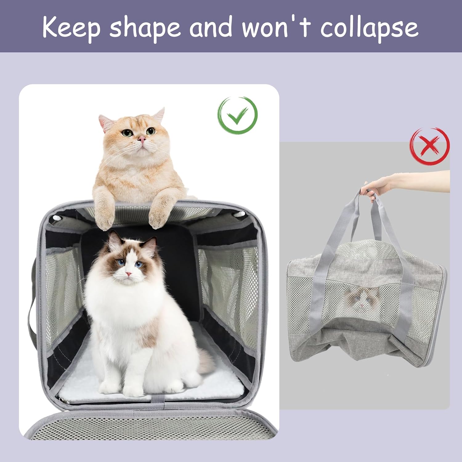 Prodigen Cat Carrier Dog Carriers for Small Dogs Soft Slided Airline Approved Collapsible Pet Travel Carrier, Small (16.3″ L x 11.8″ H x 12.4″ W)