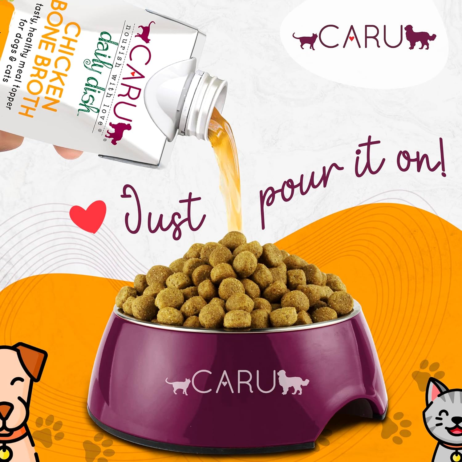 CARU Daily Dish Chicken Broth Meal Topper for Dogs and Cats – 1.1 lbs