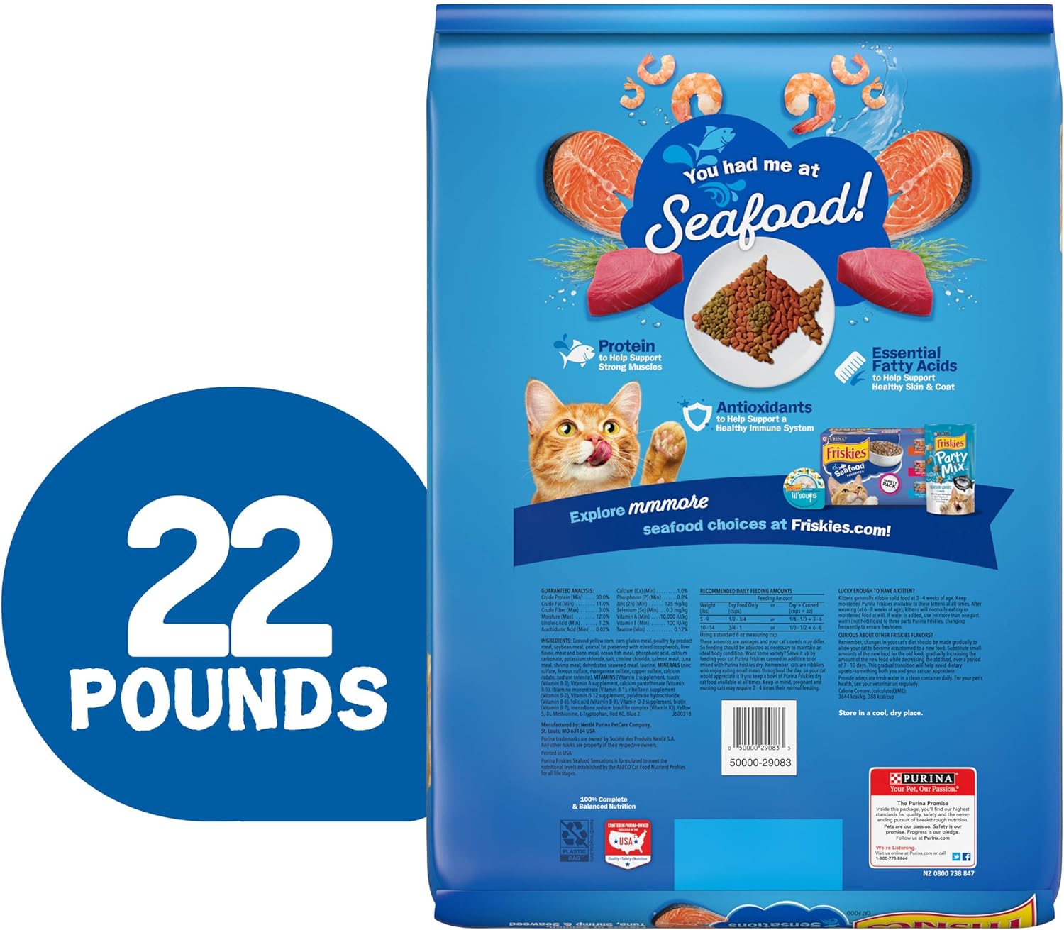 Purina Friskies Dry Cat Food, Seafood Sensations – 22 lb. Bag