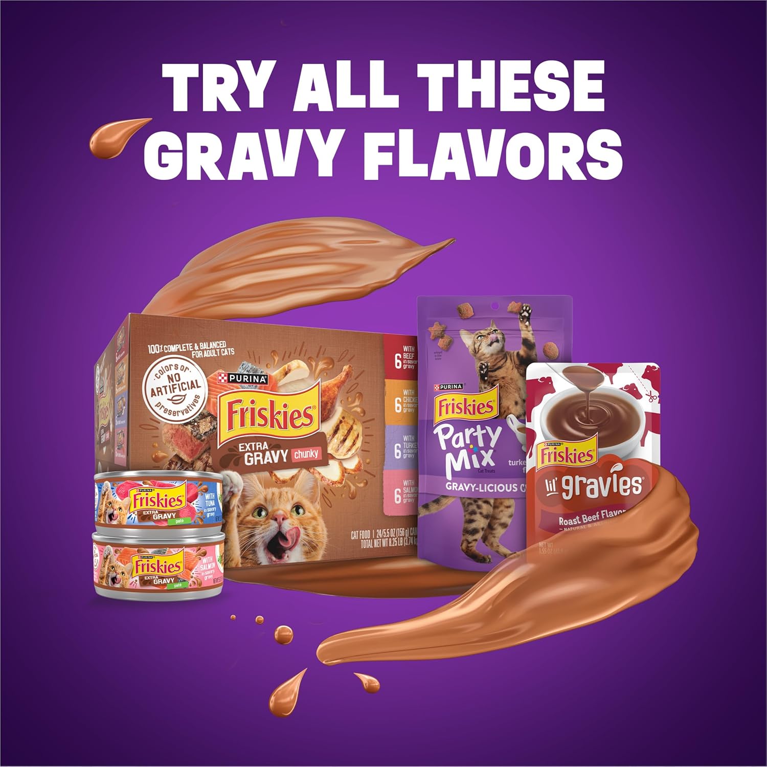 Purina Friskies Dry Cat Food Gravy Swirl’d With Flavors of Chicken, Salmon and Gravy – 3.15 lb. Bag