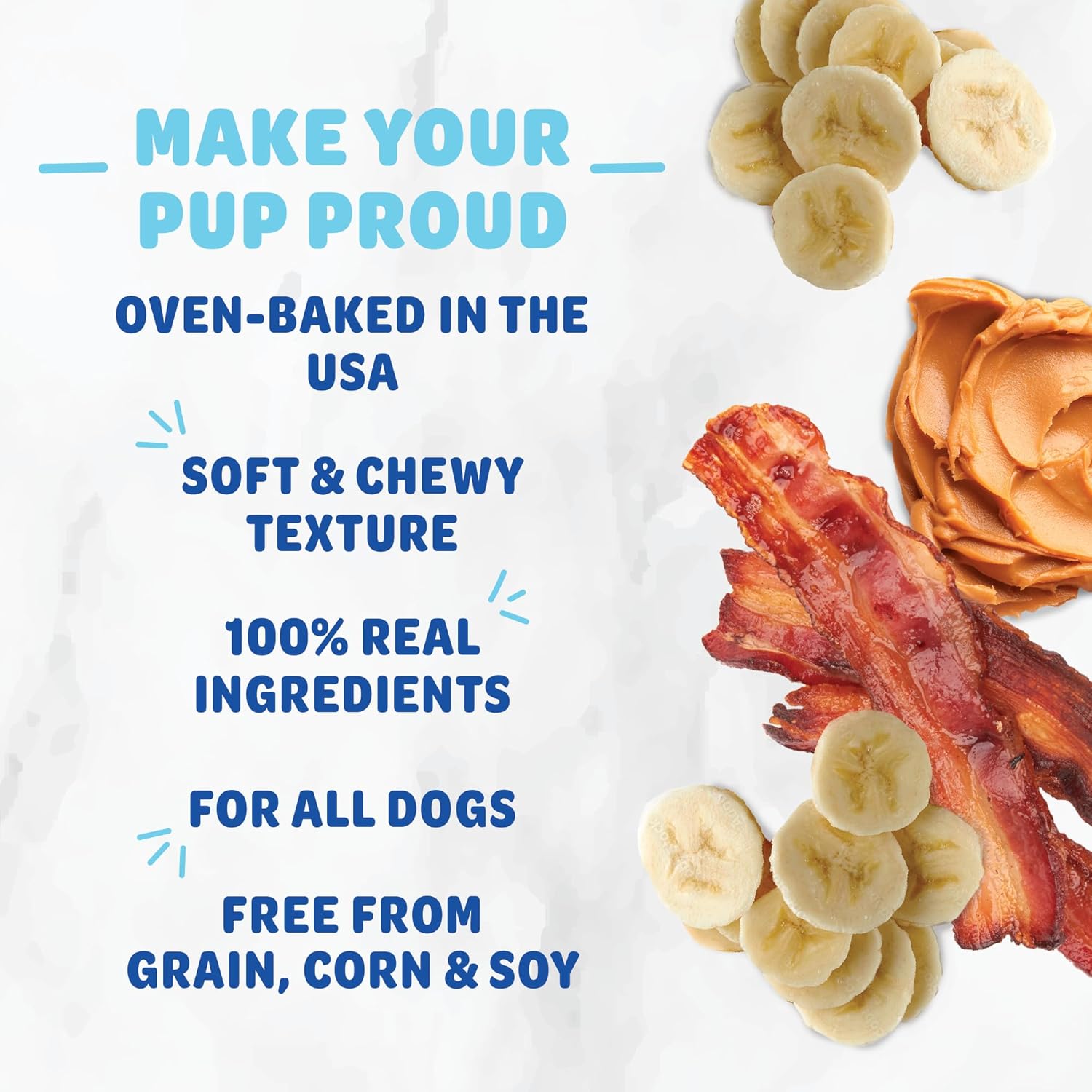 Shameless Pets Soft-Baked Dog Treats, Bananas for Bacon – Natural & Healthy Dog Chews for Skin & Coat Support with Omega 3 & 6 – Dog Biscuits Baked & Made in USA, Free from Grain, Corn & Soy – 1-Pack