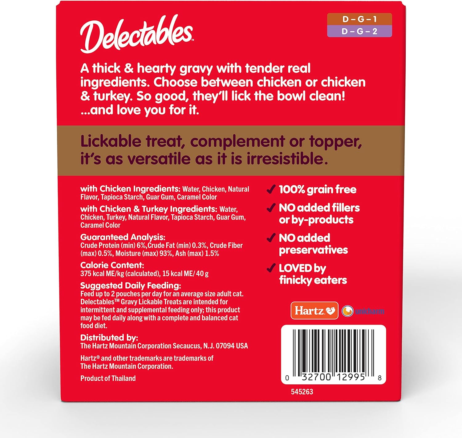 Hartz Delectables Gravy Non-Seafood Lickable Wet Cat Treat & Food Topper, Chicken Flavor Variety, 12 Pack, 1.40 Ounce (Pack of 12)