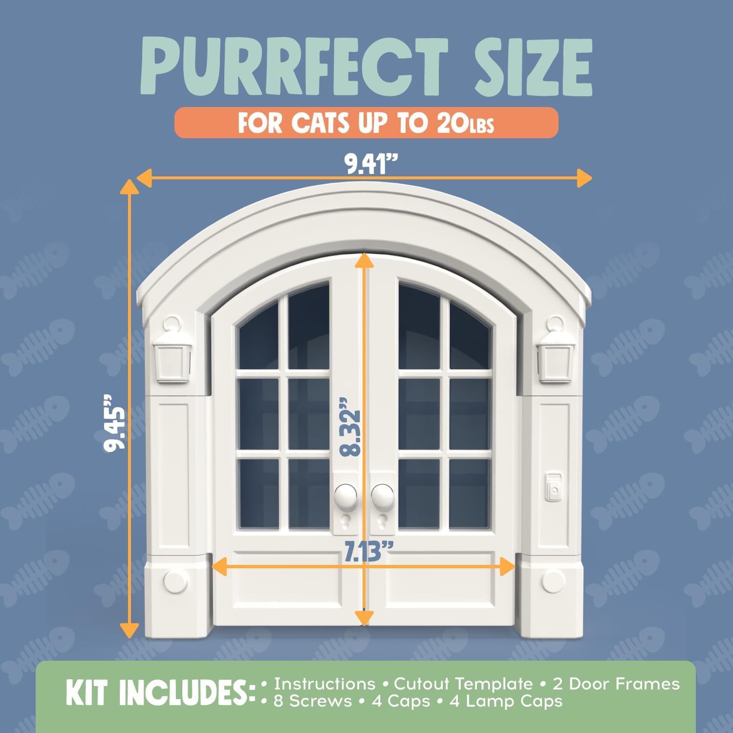 Purrfect Portal French Cat Door – Stylish No-Flap Cat Door Interior Door for Average-Sized Cats Up to 20 lbs, Easy DIY Setup, Secured Installation in Minutes, No Training Needed, 7.13 x 8.32”