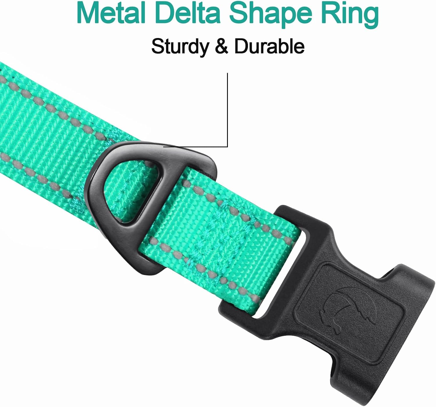 Joytale Reflective Dog Collar,Soft Neoprene Padded Breathable Nylon Pet Collar Adjustable for Large Dogs,Teal,L