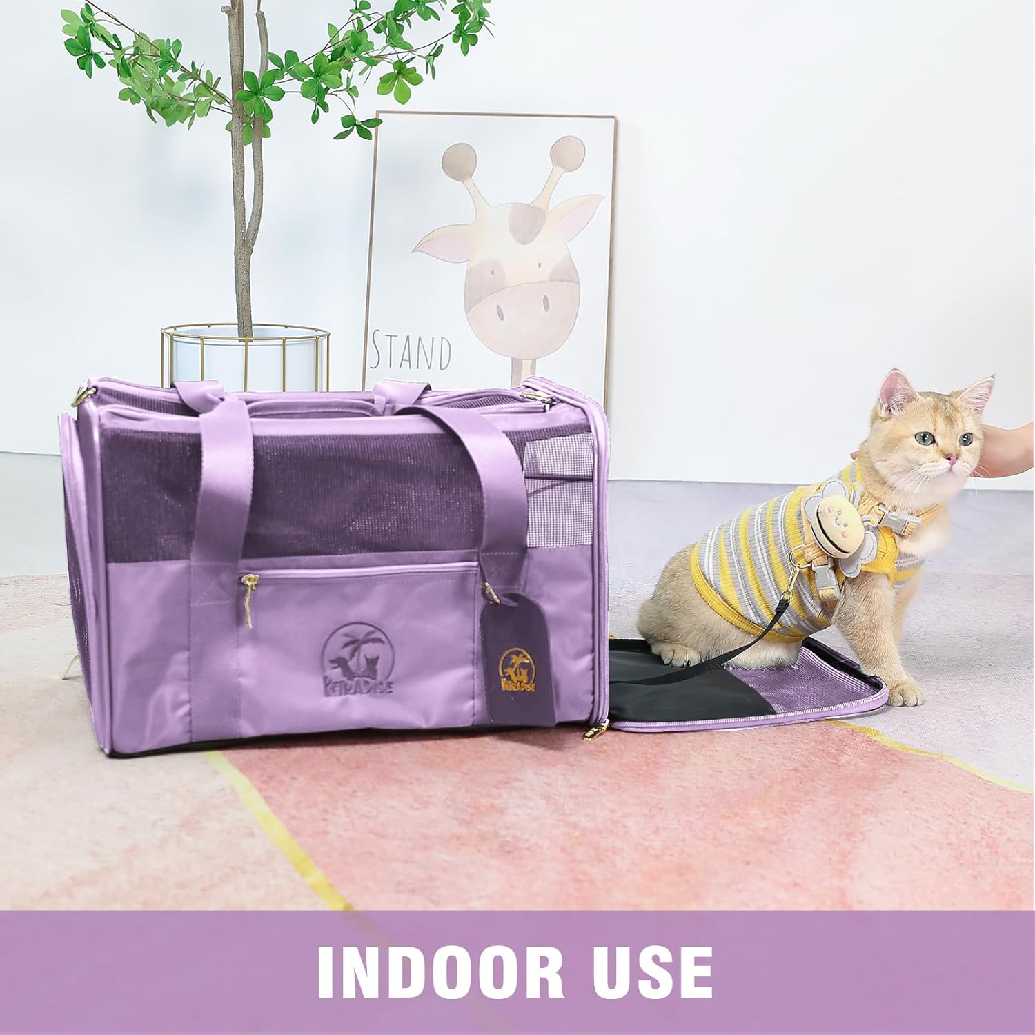 Luxury Pet Carrier for Dogs, Cats, Puppies – Airline TSA Approved, Durable Anti-Scratch Fabric, Soft-Sided, Consistent Airflow, Foldable Design, Cushion Pad, Travel (Lilac, Medium)