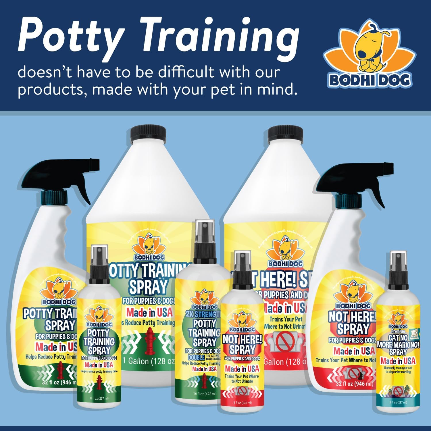 Bodhi Dog Not Here Spray – Trains Your Pet Where Not to Pee Indoors or Outdoors – Anti Marking Deterrent for Furniture, Carpet and Floor – Training Corrector for Puppies & Dogs – Made in USA (8 Fl Oz)