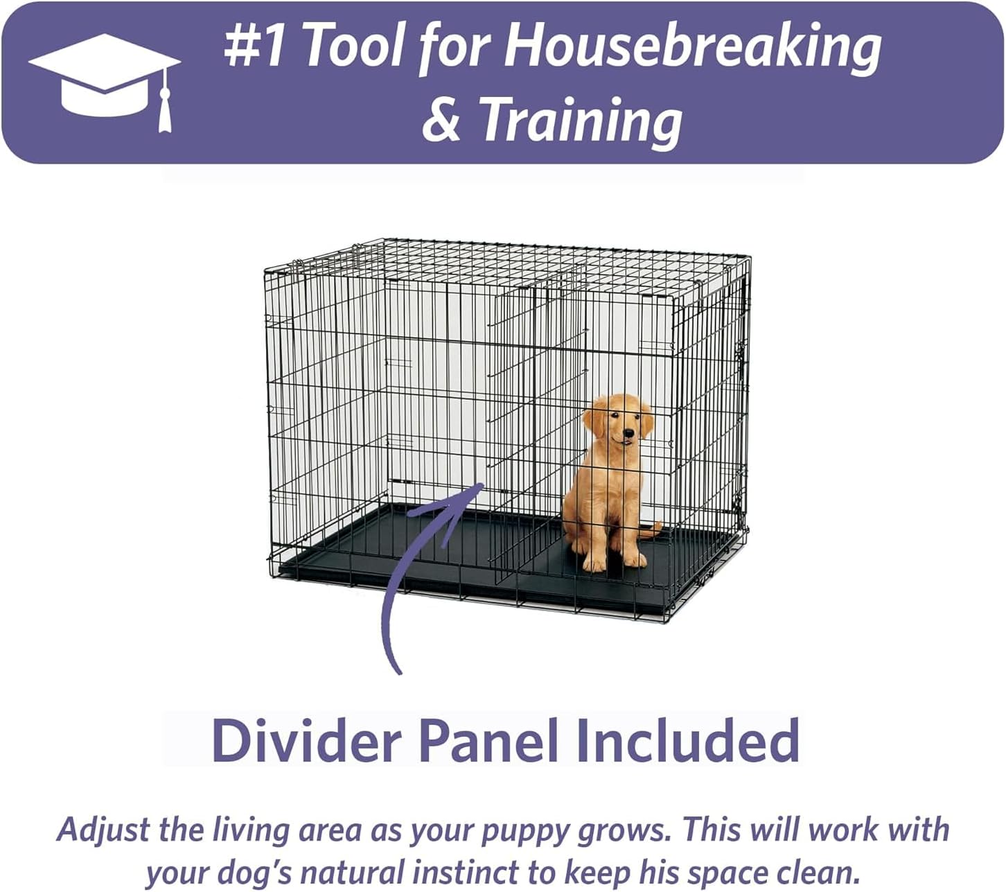 MidWest Homes for Pets Newly Enhanced Single Door iCrate Dog Crate, Includes Leak-Proof Pan, Floor Protecting Feet , Divider Pane l & New Patented Features