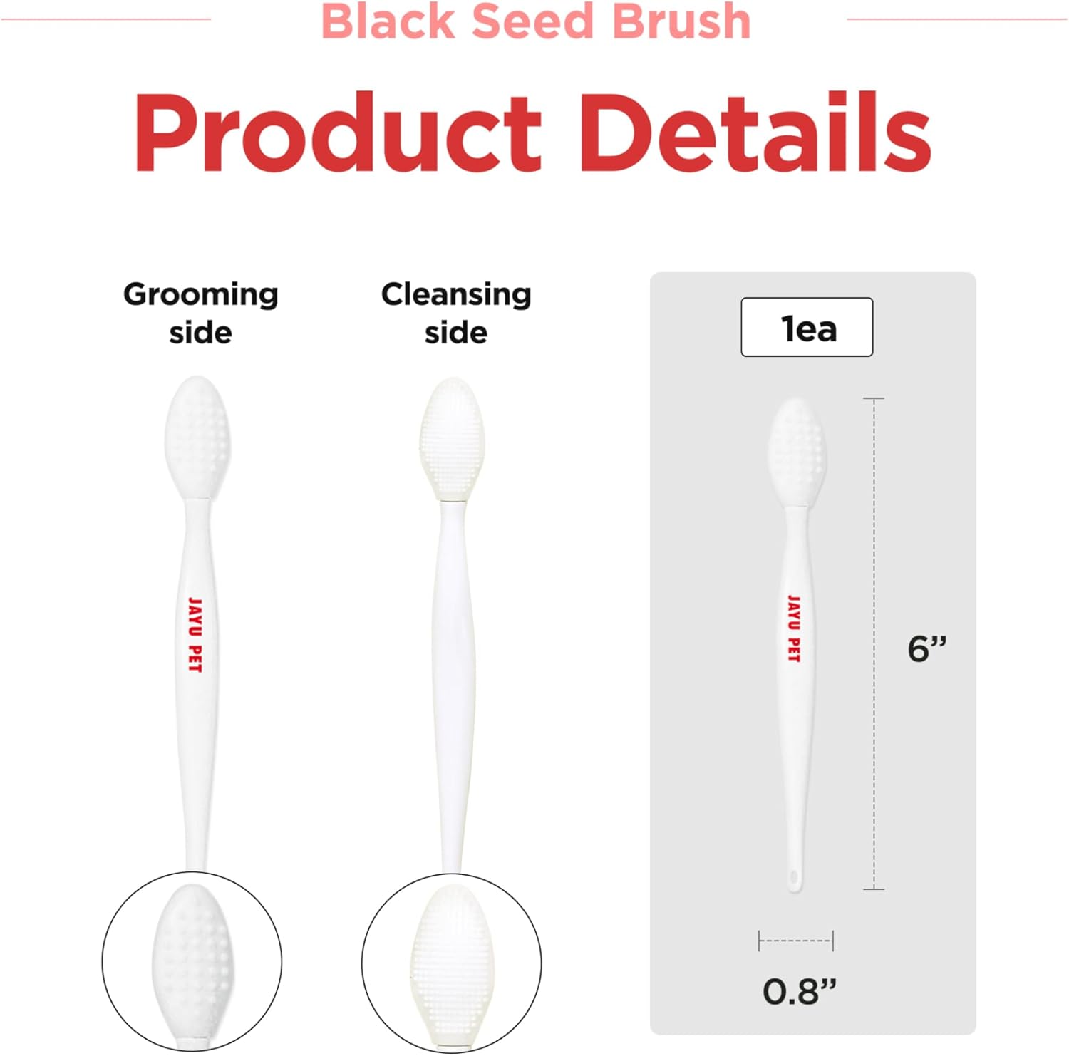 JAYU PET Black Seed Brush – Cat Acne Chin Treatment, Silicone Brush for Cats Chin Acne & Blackhead Exfoliation, Double-sided Cat Grooming (1PCS)