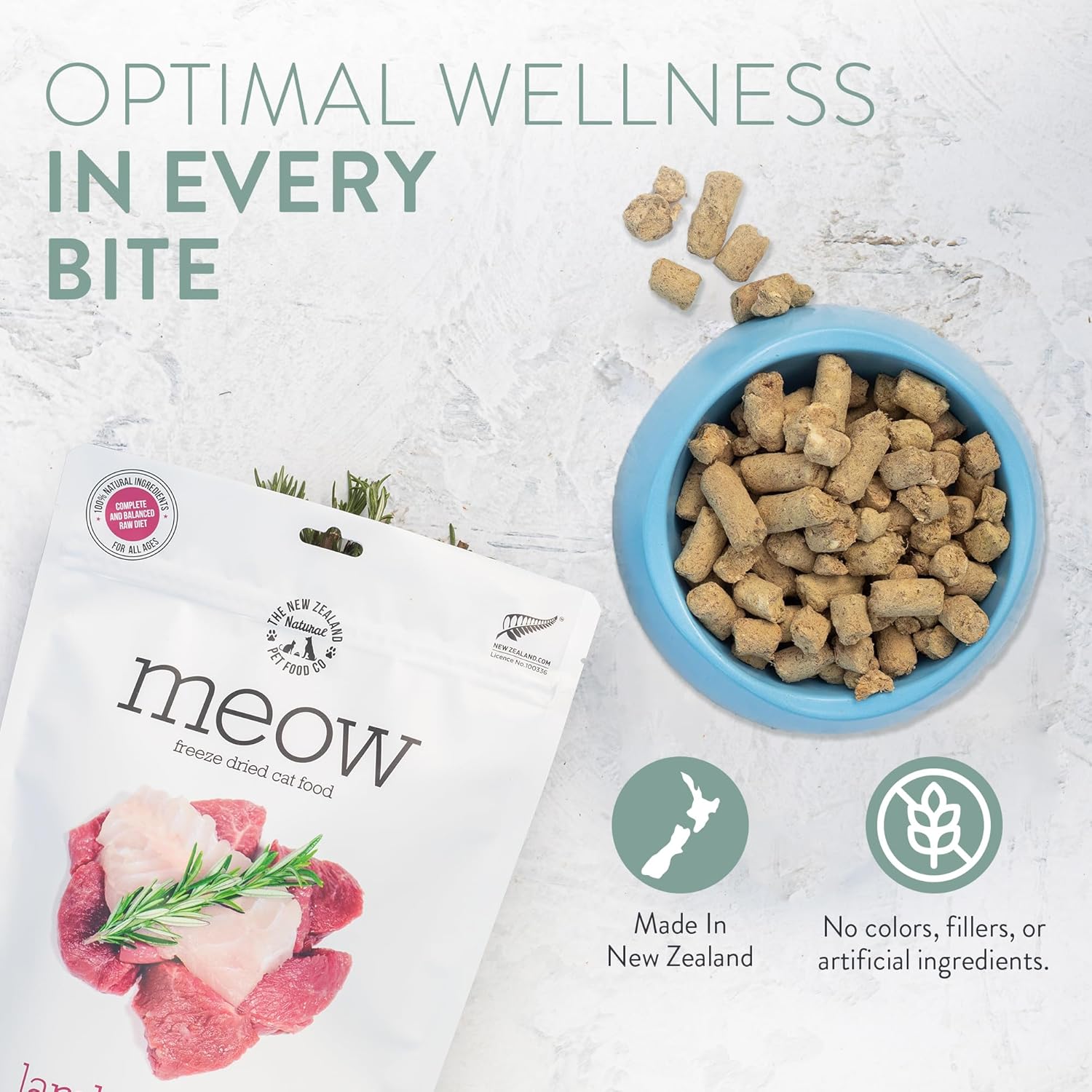 Meow Lamb & Hoki Freeze Dried Raw Cat Food, Mixer, or Topper, or Treat – High Protein, Natural, Limited Ingredient Recipe 9.9 oz