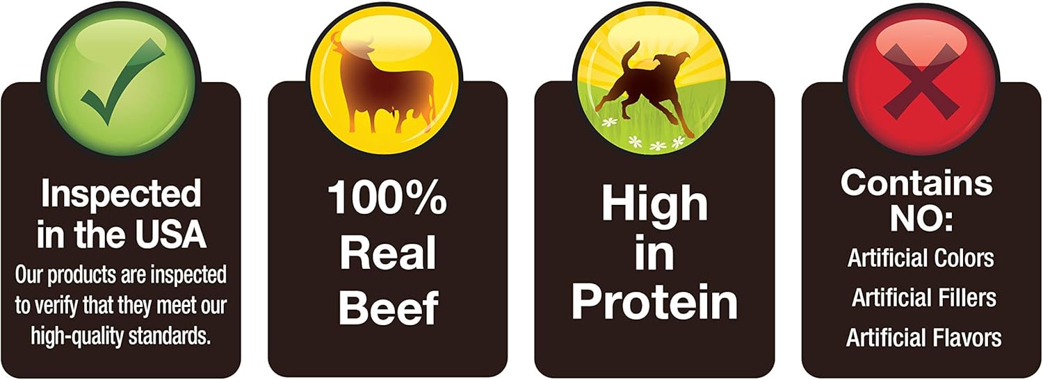 Cadet 100% Beef Strips Dog Chew Sticks, Long-Lasting Single-Ingredient Natural Treats, High-Protein, Perfect for Small & Large Breeds, 8 oz
