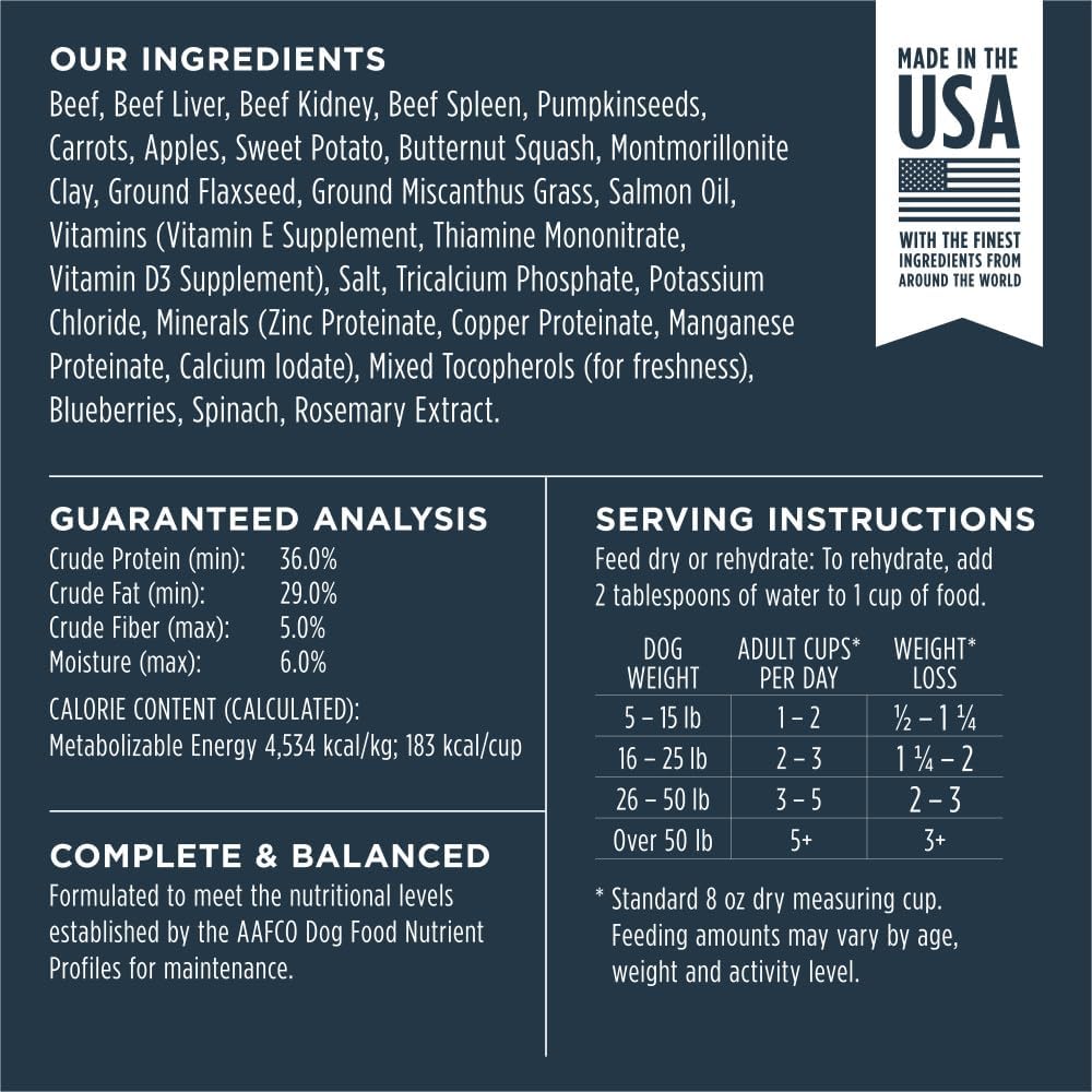 Raw Meals Freeze-Dried Beef Dog Food, 9.5 oz. Bag