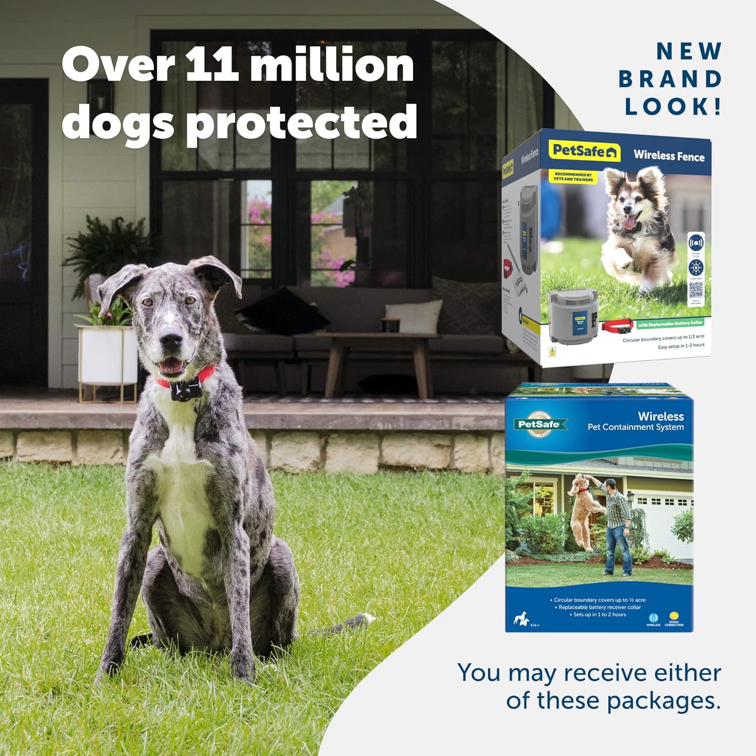 PetSafe Original Wireless Electric Fence for Dogs, Portable for Travel Covers Up to 1/2 Acre, Waterproof Collar for Pets 8lb+ with Tone/Static (Gray), from The Parent Company of Invisible Fence Brand