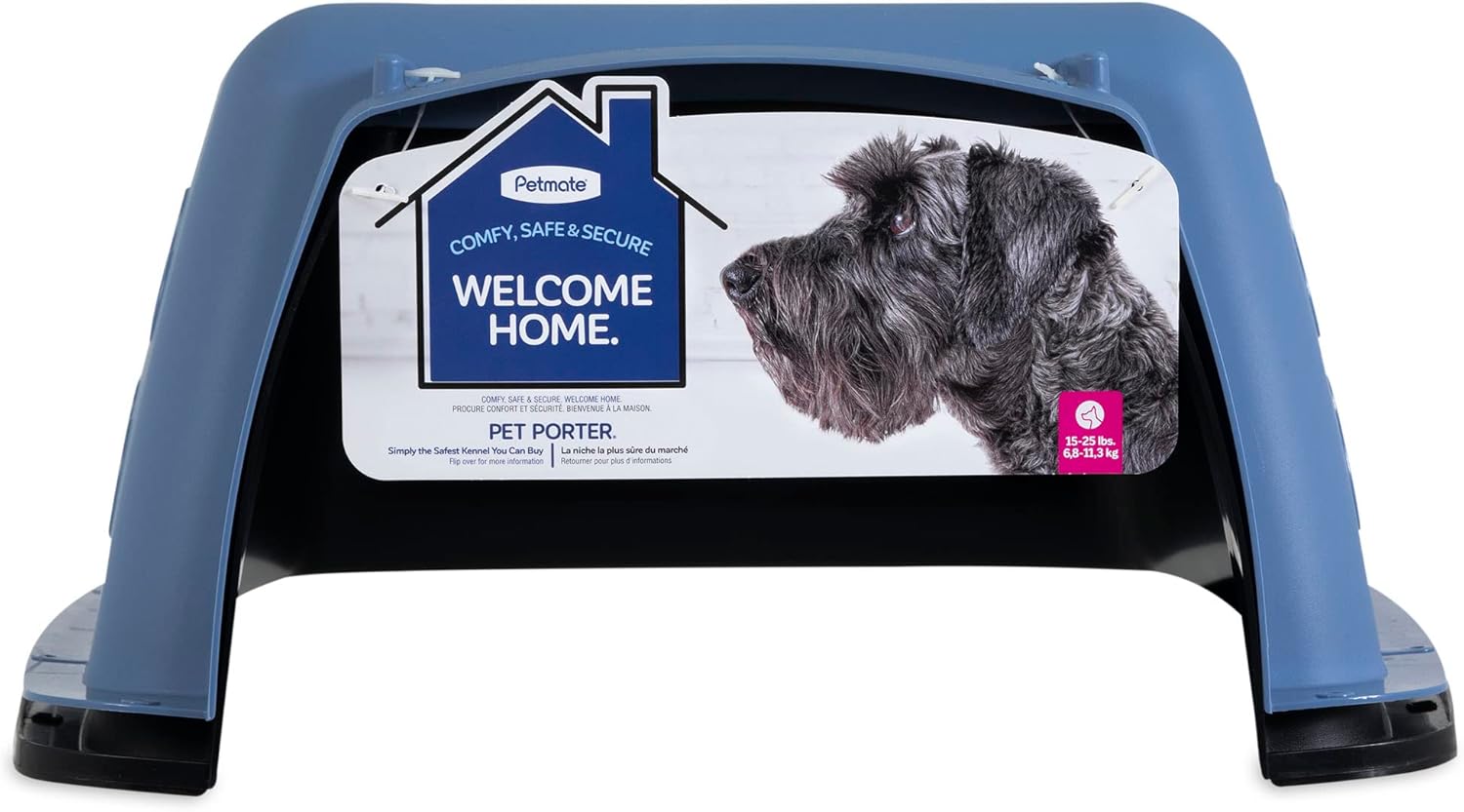 Petmate Pet Porter Fashion Dog Kennel 26″, Parisian Blue & Black, for Pets 20-25lbs, Made in USA