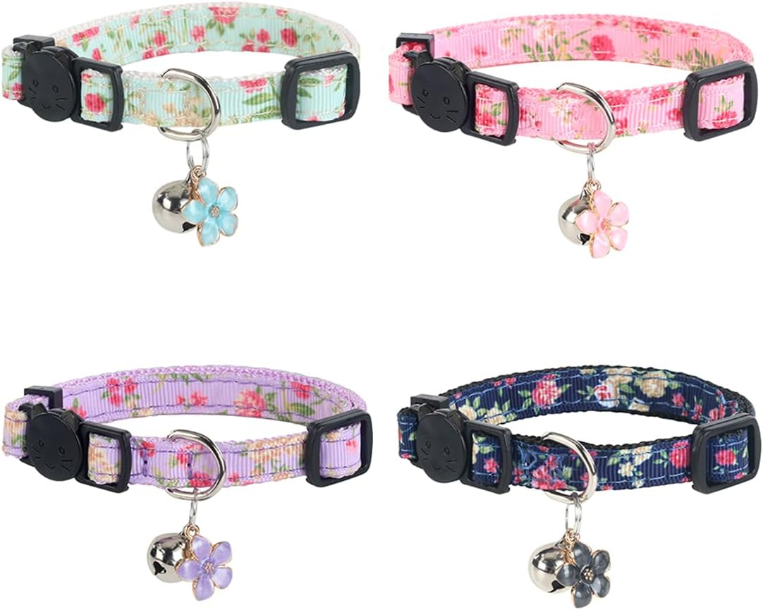 Yizepet Cat Collars with Bells, Breakaway Kitten Collar, Cute Kitty Collar in 4 Pack, Pet Supplies Accessories