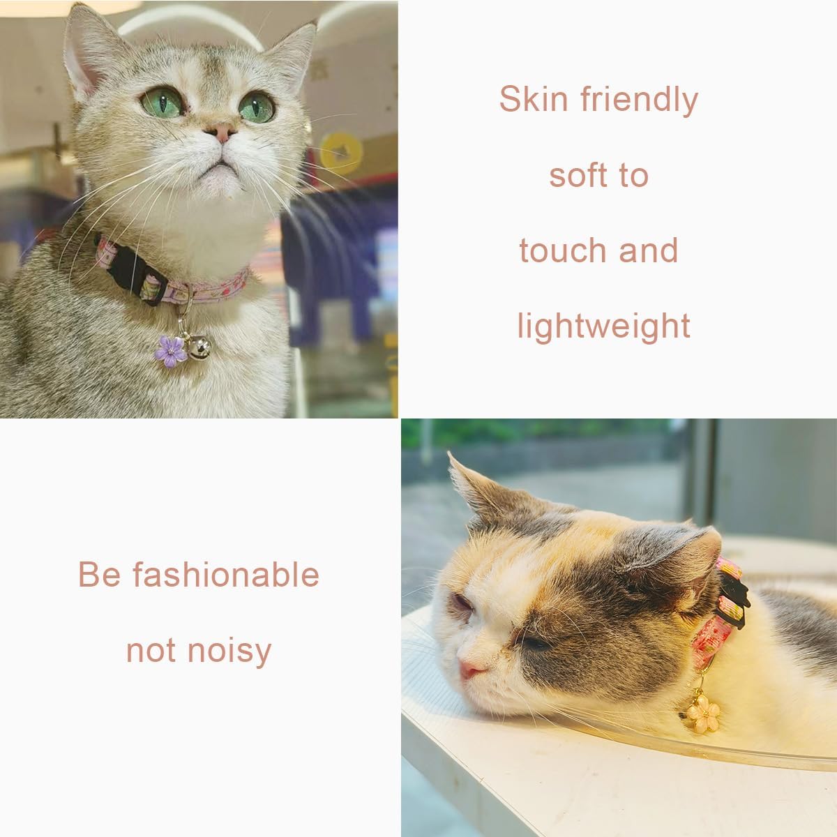 Yizepet Cat Collars with Bells, Breakaway Kitten Collar, Cute Kitty Collar in 4 Pack, Pet Supplies Accessories
