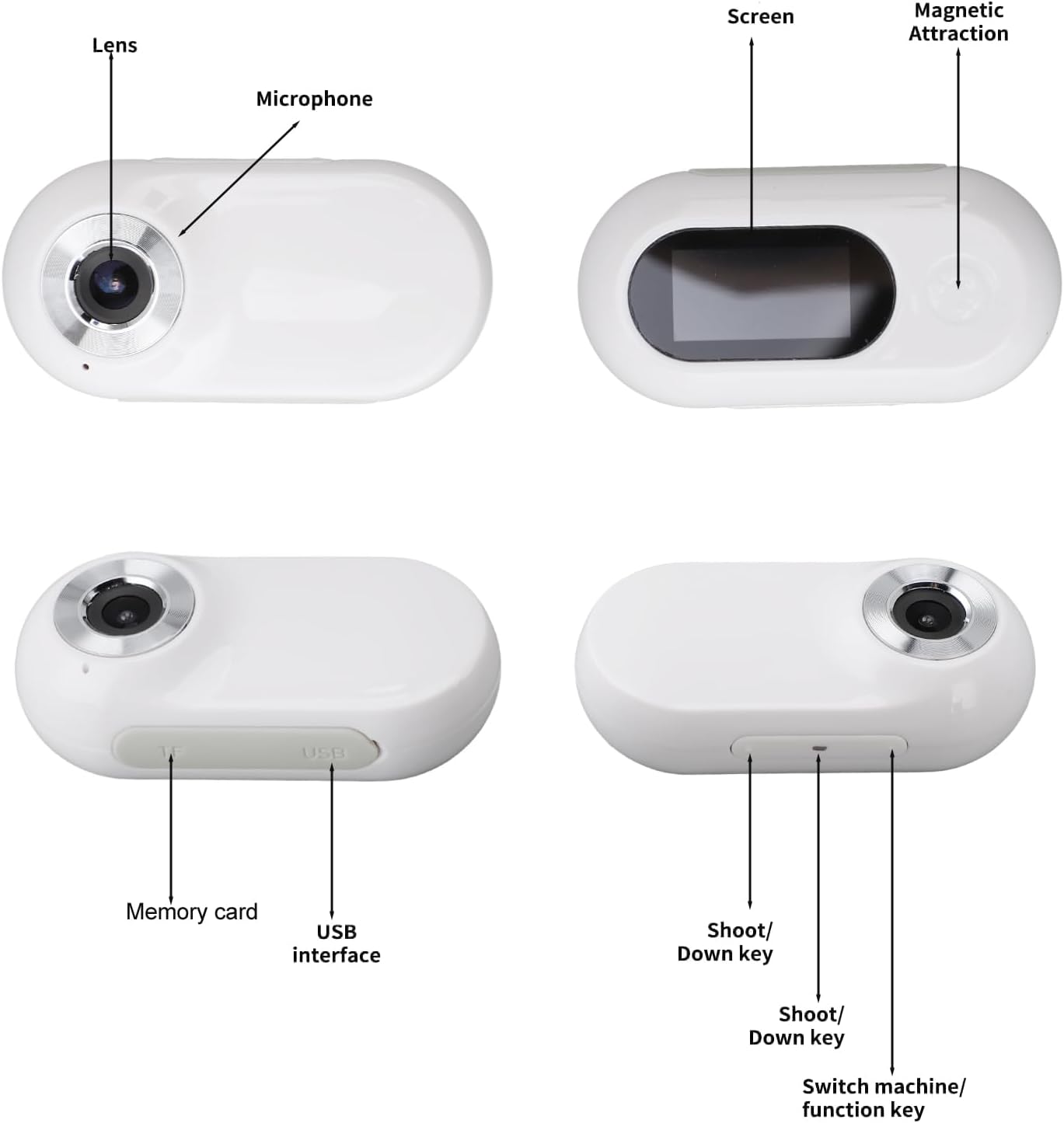 Pet Collar Camera, HD 1080P Cat Collar Camera, 170° Wide Angle, 0.96 inch LCD Display, Small Video Record Action Camera Body Cam for Pet Tracker Monitor, Support SD Card