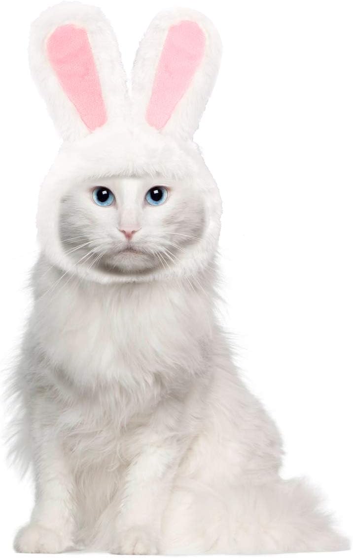 XIMISHOP Cute Costume Bunny Rabbit Hat with Ears for Cats & Small Dogs Party Costume Easter Pet Accessory Headwear
