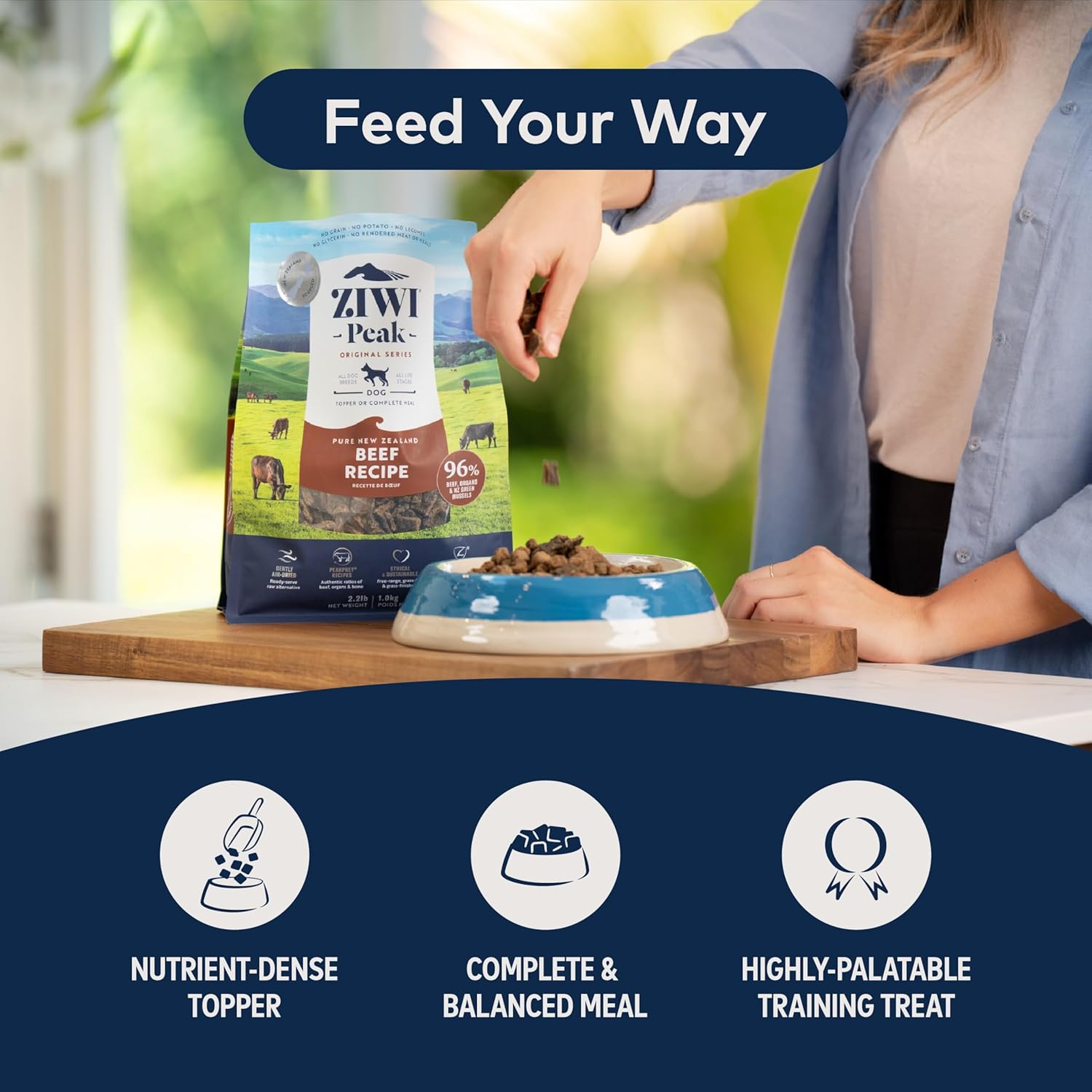 ZIWI Peak Air-Dried Dog Food – Beef – All Natural, High Protein, Grain Free, Limited Ingredient w/ Superfoods (16oz)