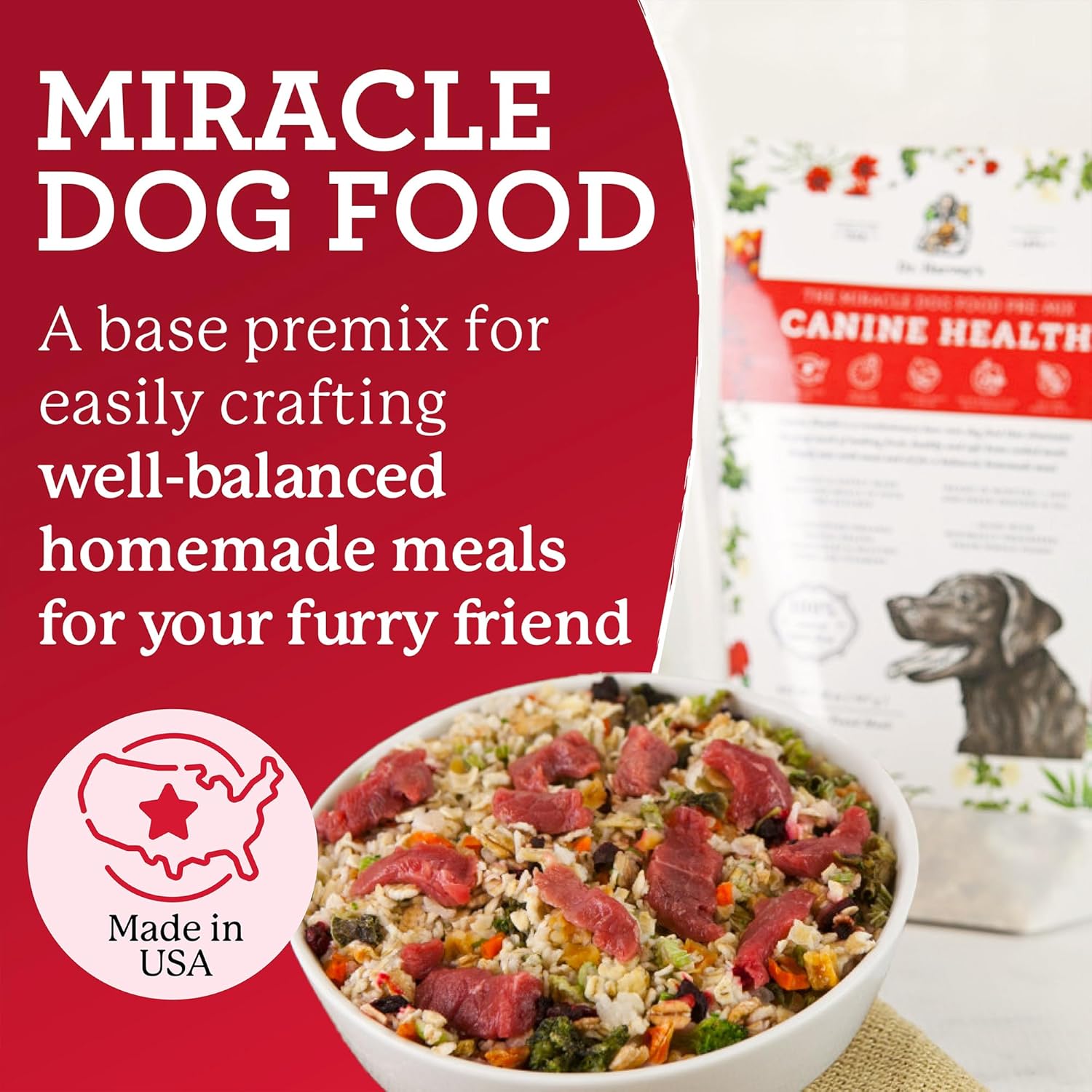 Dr. Harvey’s Canine Health Miracle Dog Food, Human Grade Dehydrated Base Mix for Dogs with Organic Whole Grains and Vegetables (10 Pounds)