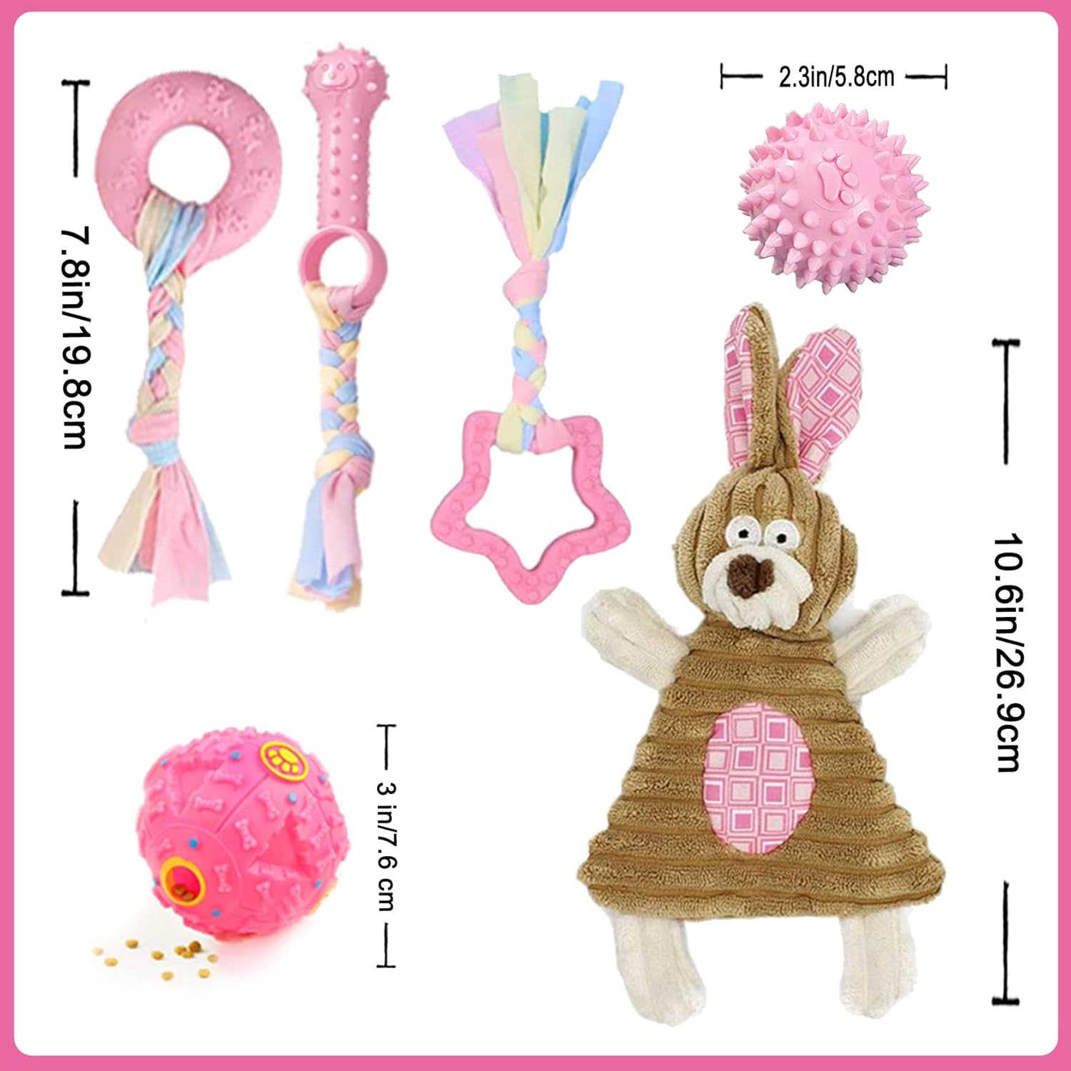 Puppy Supplies Starter Kit – 39-Piece Set of Puppy Essentials and Dog Stuff.Includes Dog Leash, Toys, Bowl, Brushes,and More.Perfect Welcome Home Present for Your New Puppies-Pink