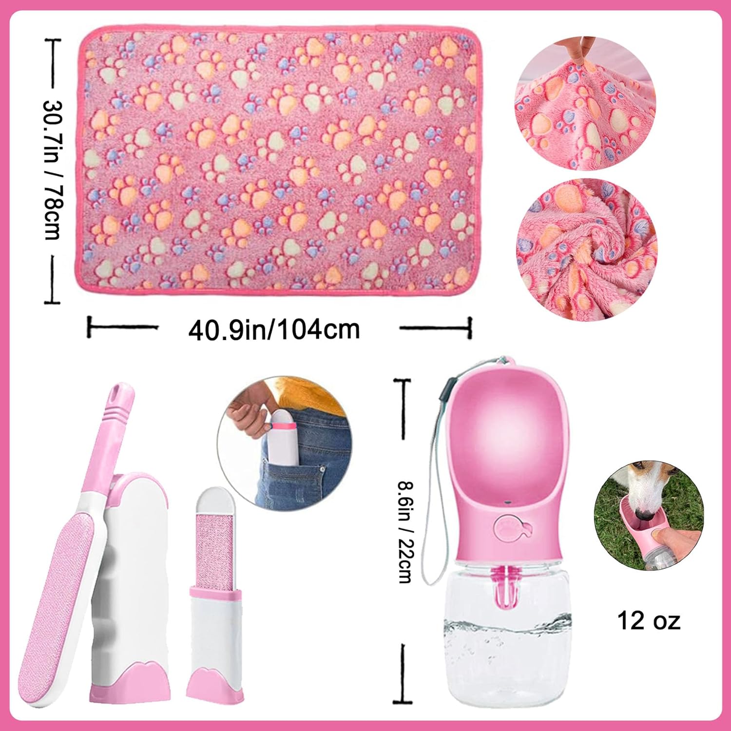 Puppy Supplies Starter Kit – 39-Piece Set of Puppy Essentials and Dog Stuff.Includes Dog Leash, Toys, Bowl, Brushes,and More.Perfect Welcome Home Present for Your New Puppies-Pink