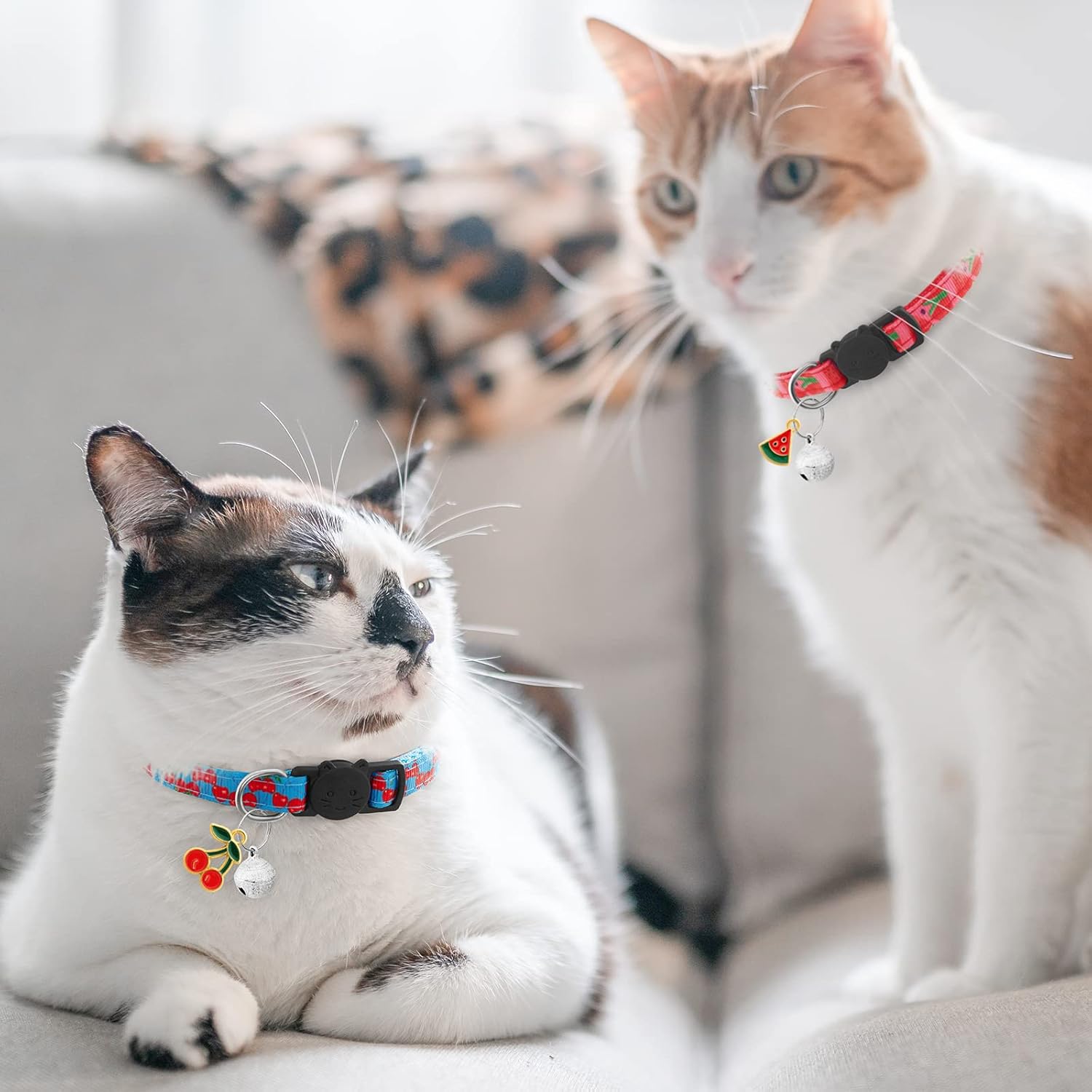 7 Pack Breakaway Cat Collars with Bells & Fruit Pendants,Safety Kitten Collar,Adjustable,Ideal for Girl Cats Boy Male Cats Pet Supplies,Accessories,Gifts