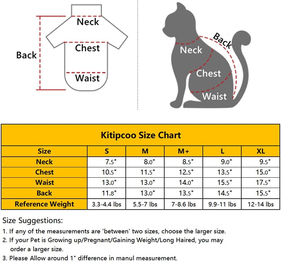 Sphynx Hairless Cat Four Leg Breathable Summer Spandex Pajamas Elastic Pet Clothes Cat Surgery Recovery Suit Vest Kitten T-Shirts Cats & Small Dogs Apparel (Teddy, L (8.8-11 lbs))
