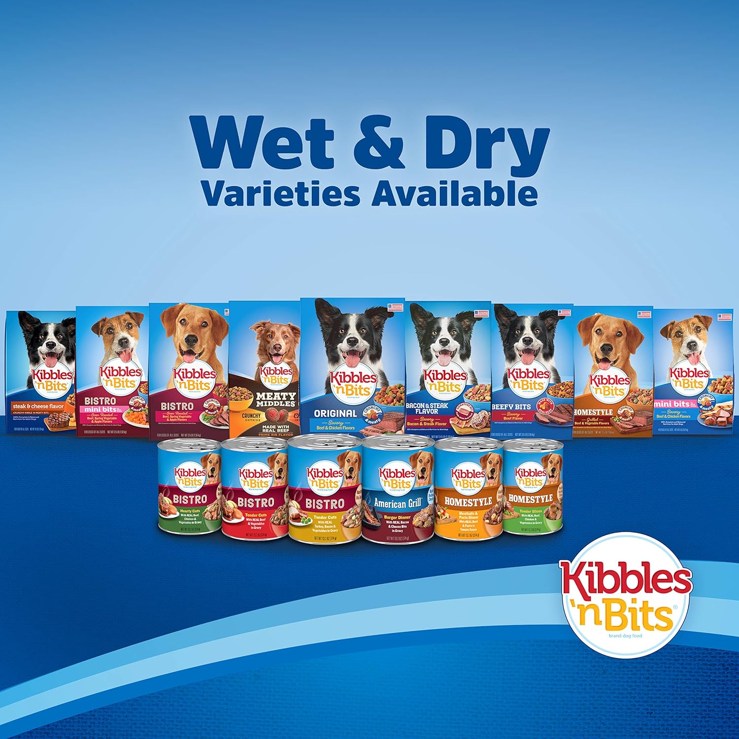 Kibbles ‘n Bits Savory Bacon & Steak Flavor Dry Dog Food, 16 lb. Bag