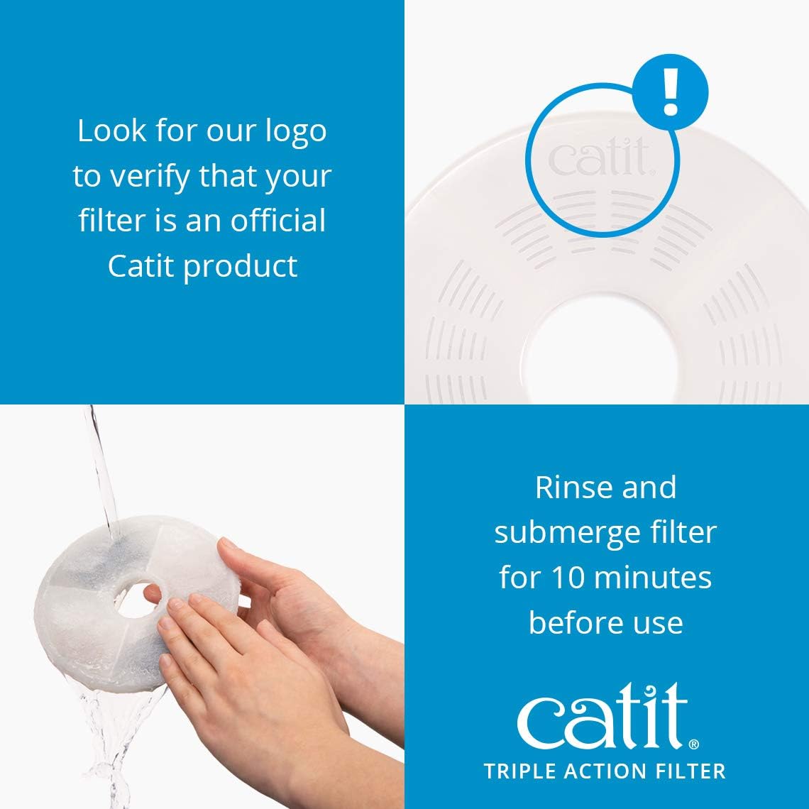 Catit Triple Action Replacement Original Water Fountain Filters, 5 Pack – Official Replacement Filters for Catit Cat Drinking Water Fountains