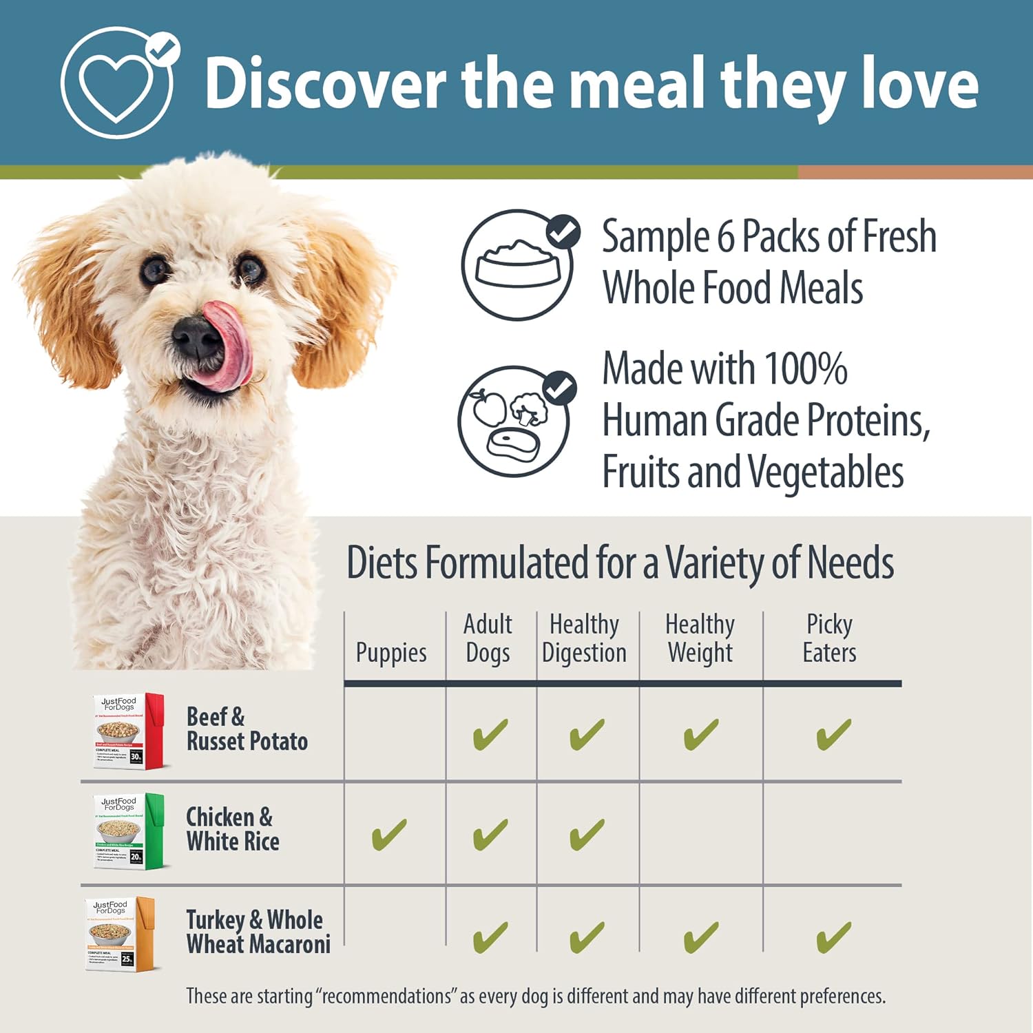 JustFoodForDogs Pantry Fresh Wet Dog Food Variety Pack, Complete Meal or Dog Food Topper, Beef, Chicken, & Turkey Human Grade Dog Food Recipes – 12.5 oz (Pack of 6)